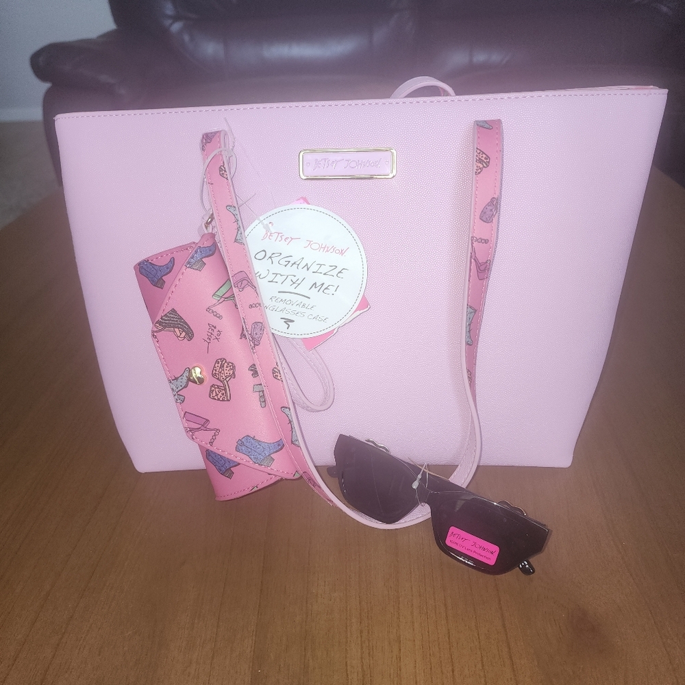 Betsey Johnson Pink Tote Bag Set